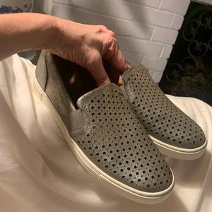 Frye & Co Pewter Perforated Slip-Ons, Loafers Shoes Sneakers Silver Women's 9